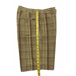 Tommy Bahama Relaxed Men's Cotton/Linen Shorts Sz 34 Multicolor Plaid Flat Front